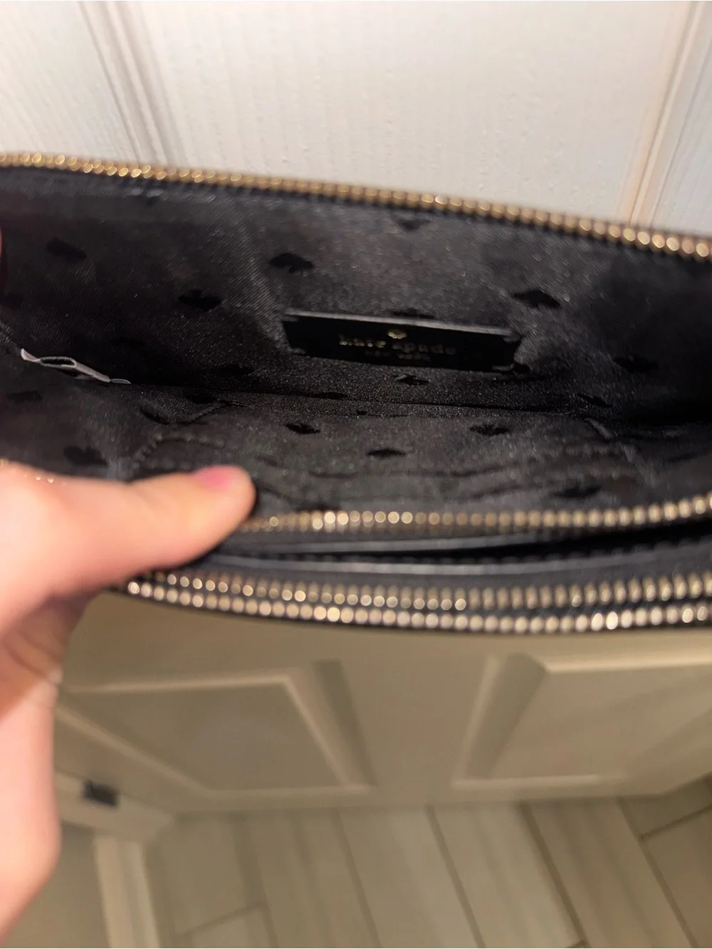 kate spade black saffiano crossbody bag with gold chain strap
